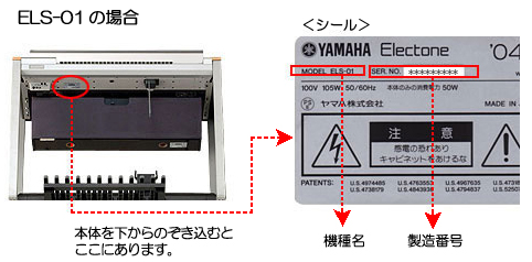 機種名・製造番号記載場所